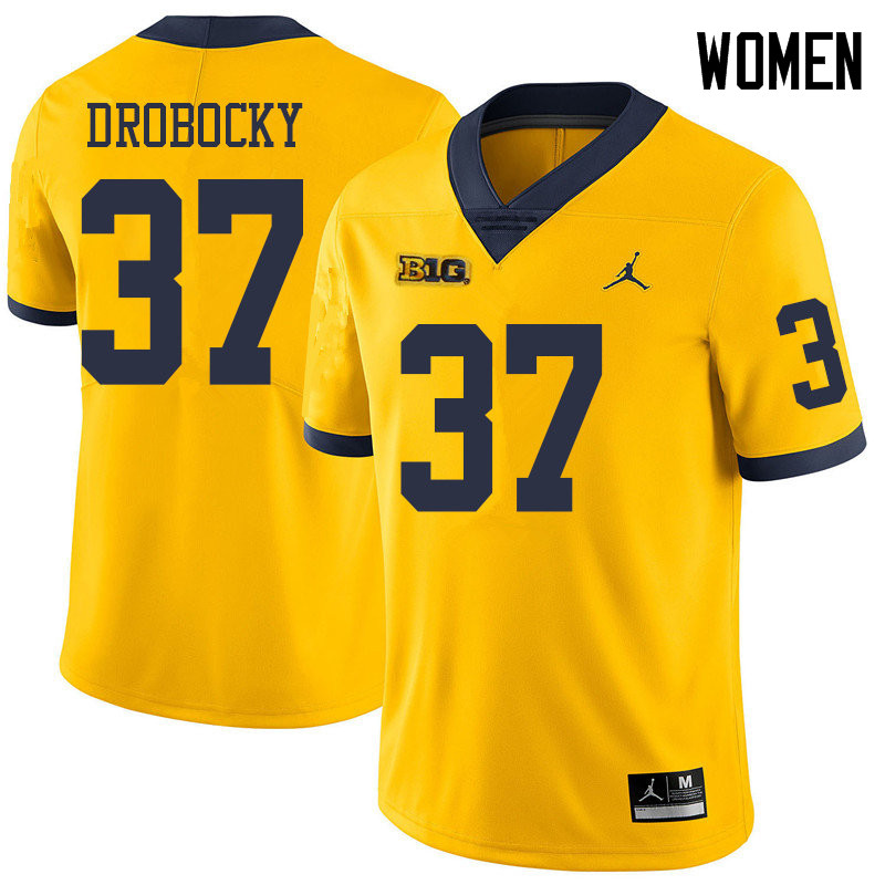 Jordan Brand Women #37 Dane Drobocky Michigan Wolverines College Football Jerseys Sale-Yellow